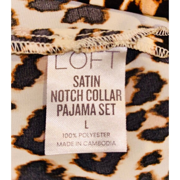 Ann Taylor LOFT Sleep Leopard Print Satin Notch Collar Pajama Top Large - Picture 4 of 5